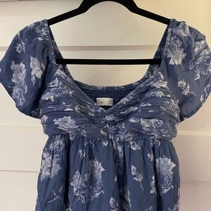 Hollister Blue Floral Crop Top